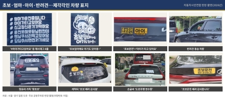 “초보운전 스티커가 장난 문구로”…자동차시민연합, 표지 규격화 촉구