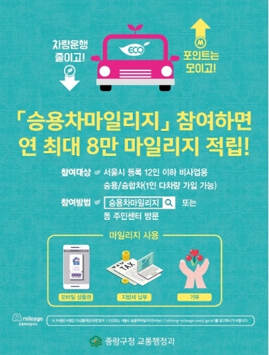 환경 보호 앞장서는 중랑구, 승용차마일리지 평가 최우수구 선정!
