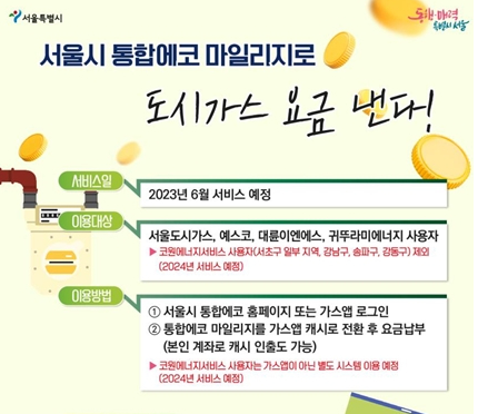 서울시, 통합에코 마일리지로 도시가스요금 납부 가능