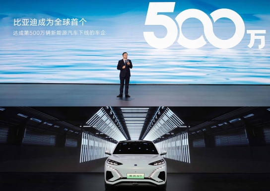 BYD, 친환경 전기자동차 500만대 달성